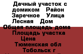 Дачный участок с домиком › Район ­ Заречное › Улица ­ Лесная › Дом ­ 22 › Общая площадь дома ­ 20 › Площадь участка ­ 6 › Цена ­ 380 000 - Тюменская обл., Тобольск г. Недвижимость » Дома, коттеджи, дачи продажа   . Тюменская обл.